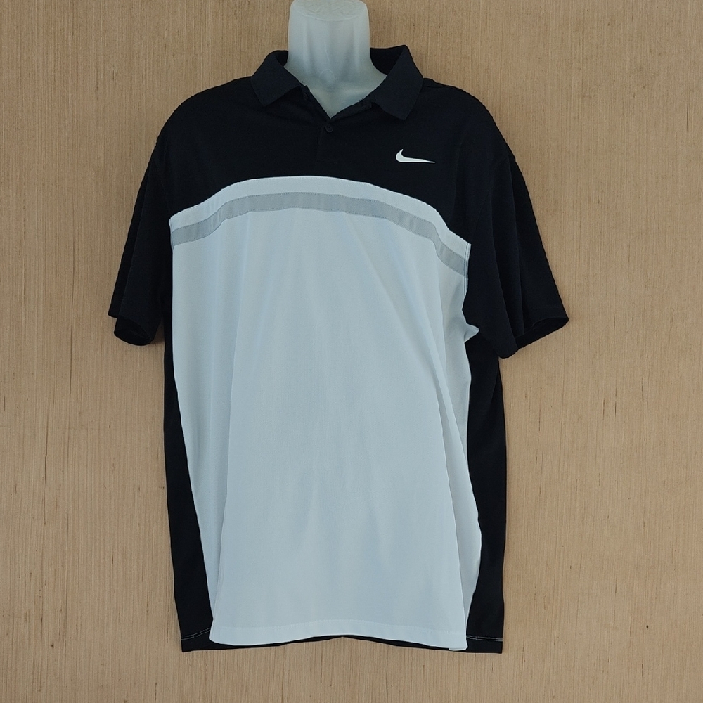Nike Black and White Polo Shirt